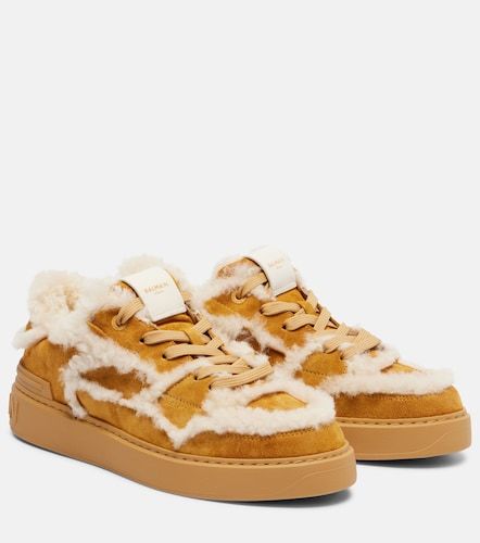 Baskets en daim et shearling - Balmain - Modalova