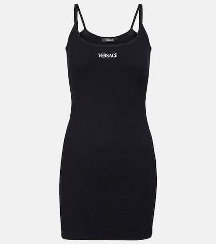 Robe en coton mélangé à logo - Versace - Modalova