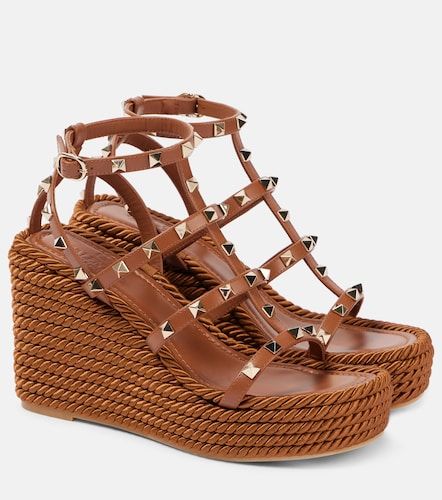Sandales compensées Rockstud Torchon 95 en cuir - Valentino Garavani - Modalova