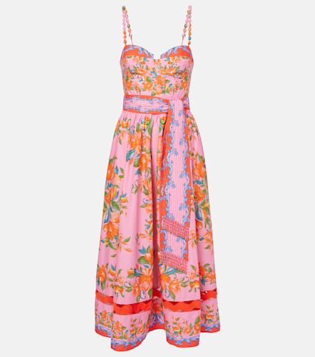 Robe midi Sicily Flowers en coton - Farm Rio - Modalova