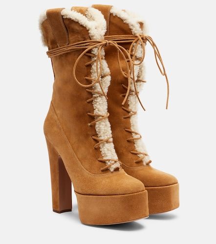 Bottines Malena à plateau en daim et shearling - Paris Texas - Modalova