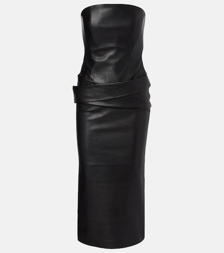 Robe midi bustier en cuir - Alex Perry - Modalova