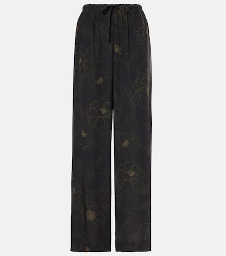 Pantalon droit en soie à fleurs - Dries Van Noten - Modalova