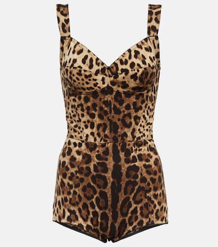 Body en soie mélangée à motif léopard - Dolce&Gabbana - Modalova