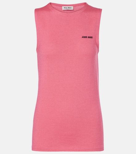 Top en cachemire et soie à logo - Miu Miu - Modalova