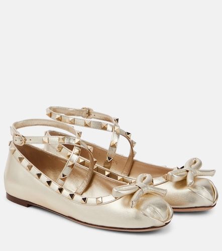 Ballerines Rockstud en cuir métallisé - Valentino Garavani - Modalova