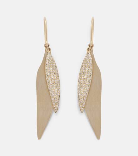 Boucles d'oreilles Falling Leaves en or 18 ct et diamants - Ileana Makri - Modalova