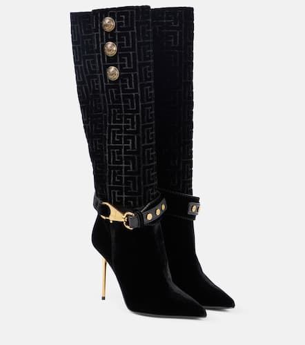 Bottes Robin Monogram en velours - Balmain - Modalova
