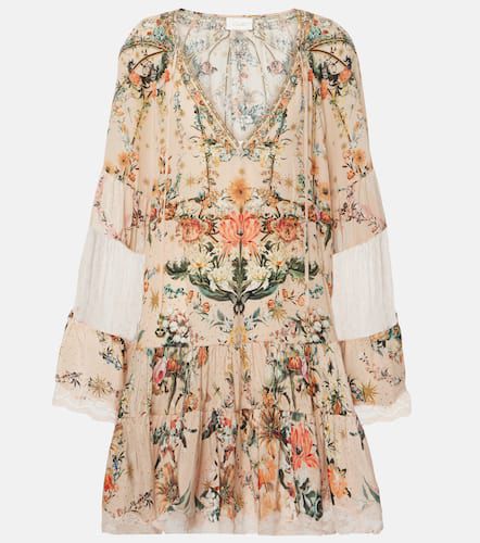 Robe en soie à fleurs et ornements - Camilla - Modalova