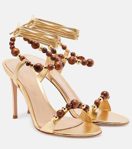Sandales en cuir métallisé à ornement - Gianvito Rossi - Modalova