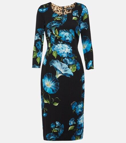 Robe midi en soie mélangée à imprimé floral - Dolce&Gabbana - Modalova