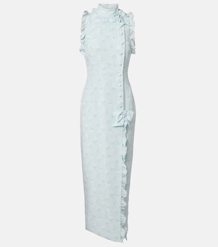 Robe longue en soie à volants - Alessandra Rich - Modalova