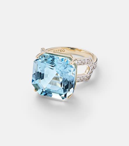 Bague en or 14 ct, diamants et topaze - Mateo - Modalova