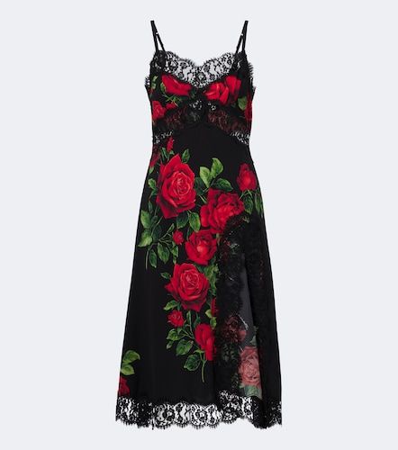 Robe nuisette en soie mélangée à fleurs - Dolce&Gabbana - Modalova
