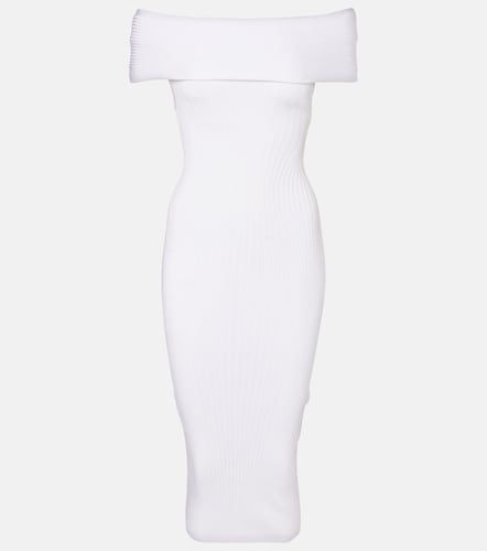 Robe midi en maille côtelée à épaules dénudées - Mugler - Modalova