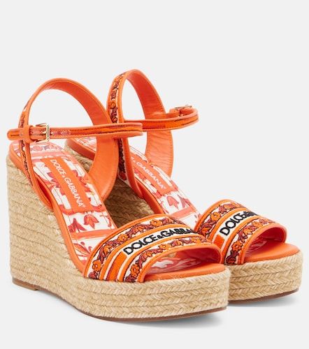 Sandales compensées à broderie - Dolce&Gabbana - Modalova