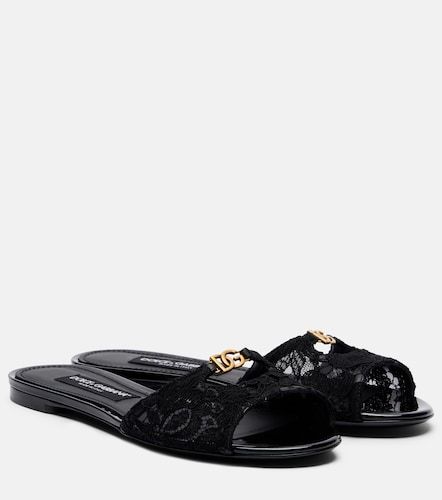 Mules DG en dentelle et cuir - Dolce&Gabbana - Modalova
