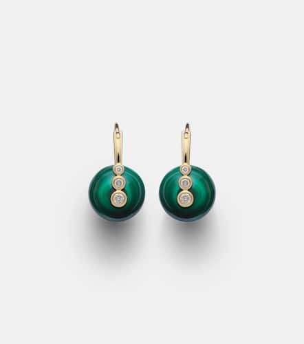 Boucles d'oreilles en or 14 ct, diamants et malachites - Sydney Evan - Modalova