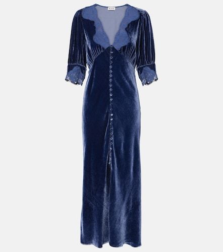 Robe longue Simone en velours à finitions en dentelle - Rixo - Modalova