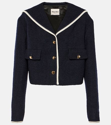 Veste courte en tweed de laine mélangée - Miu Miu - Modalova