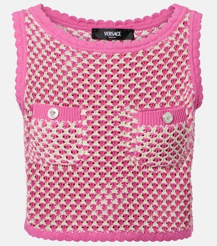 Top raccourci en crochet de coton mélangé - Versace - Modalova