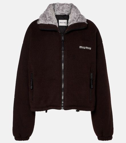 Veste bomber en gabardine à logo - Miu Miu - Modalova