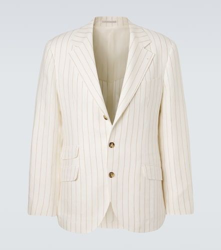 Blazer rayé en sergé de lin - Brunello Cucinelli - Modalova