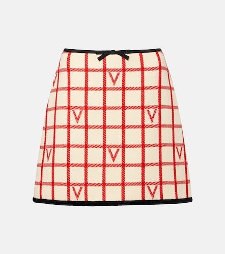 Mini-jupe VLogo en laine et coton à carreaux - Valentino - Modalova