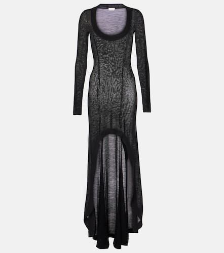 Robe longue en laine vierge - Saint Laurent - Modalova