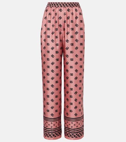 Pantalon palazzo DG en satin de soie - Dolce&Gabbana - Modalova