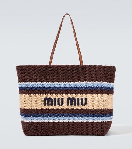 Miu Miu Cabas rayé à logo - Miu Miu - Modalova