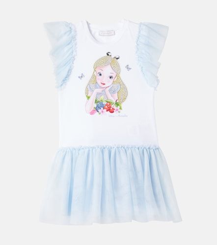 Robe en jersey de coton mélangé et tulle - Monnalisa - Modalova
