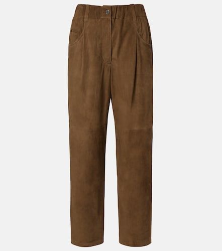 Pantalon droit Monili en daim - Brunello Cucinelli - Modalova