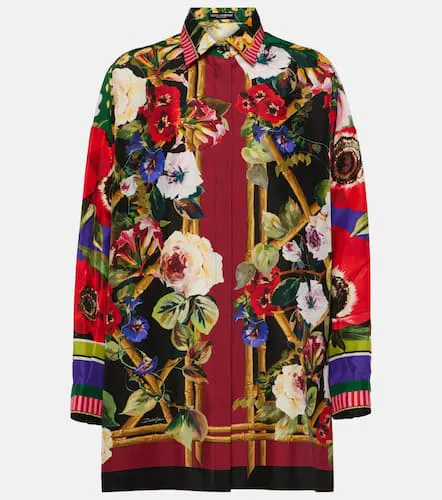 Robe chemise imprimée en soie - Dolce&Gabbana - Modalova
