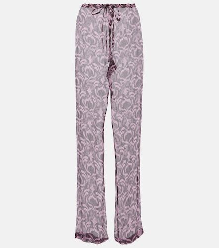 Pantalon droit Pachas en soie à imprimé - Dries Van Noten - Modalova