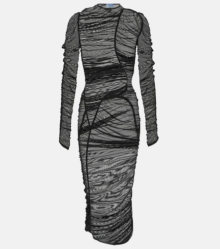 Robe midi en résille froncée - Mugler - Modalova