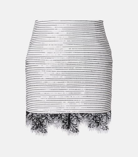 Mini-jupe en coton à sequins et dentelle - Jacques Wei - Modalova