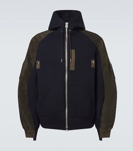 Sweat-shirt à capuche en coton mélangé et sergé - Sacai - Modalova