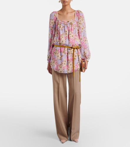 Pantalon droit en soie à fleurs - Valentino - Modalova