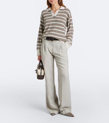 Polo en coton mélangé à rayures - Brunello Cucinelli - Modalova