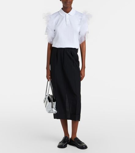 Polo en coton à finitions en tulle - Noir Kei Ninomiya - Modalova