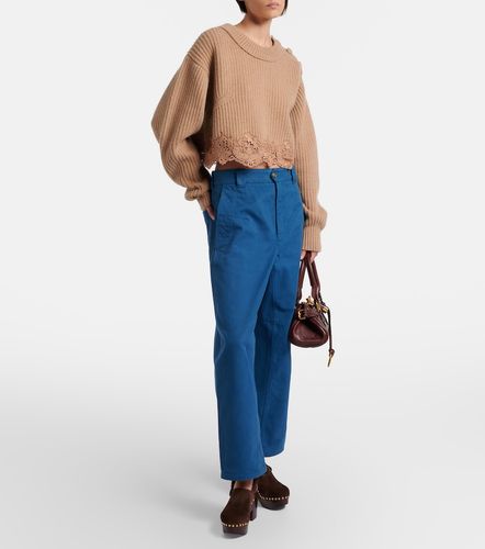Chloé Pull court en laine et cachemire à finitions en dentelle - Chloe - Modalova