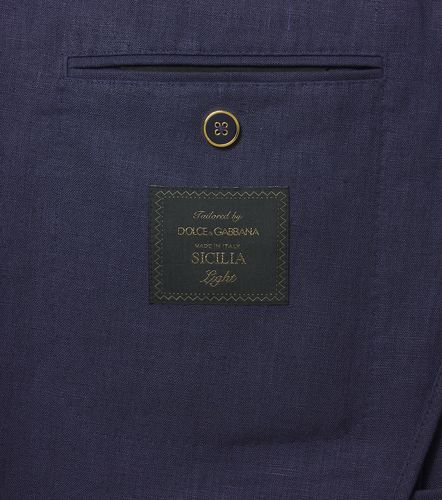 Blazer en lin à simple boutonnage à logo - Dolce&Gabbana - Modalova