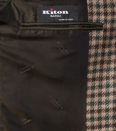 Blazer en laine, soie et lin à carreaux - Kiton - Modalova