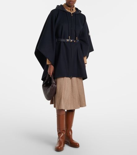 Cape en laine mélangée à ceinture - Moncler - Modalova