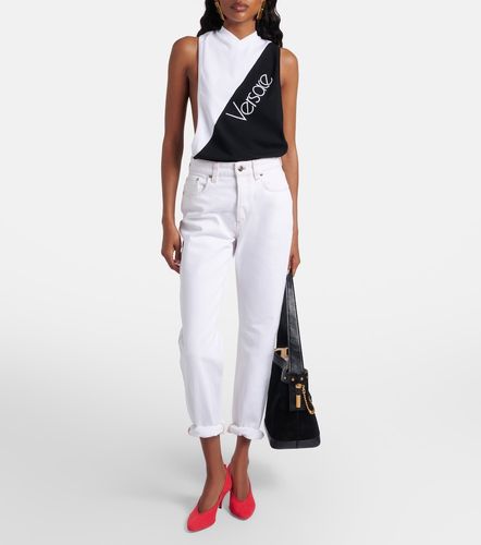 Débardeur en coton mélangé à logo brodé - Versace - Modalova