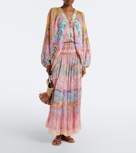 Blouse en soie à imprimé et ornements - Camilla - Modalova