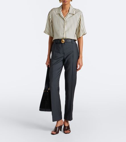 Chemise Meandros rayée en sergé de soie - Versace - Modalova