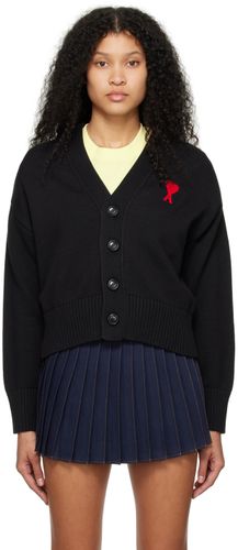 Cardigan noir à logo Ami de cœur - AMI Alexandre Mattiussi - Modalova