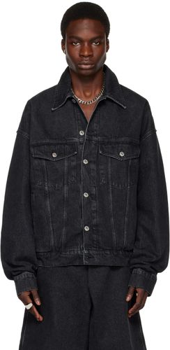 Blouson noir en denim à effet délavé - LU’U DAN - Modalova